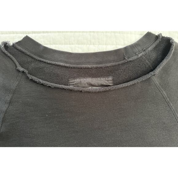 Nili Lotan Sweatshirt Women Sz M Black Distressed Neck Raglan Pullover Crewneck - Picture 3 of 8